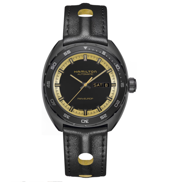 Мъжки часовник Hamilton American Classic Pan Europ Black & Gold Automatic H35.425.730